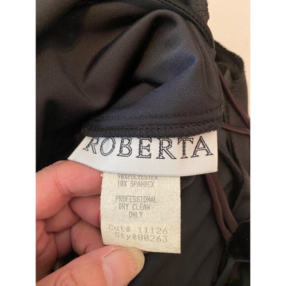 Roberta Black Velvet Maxi Dress Gown Low Open Back Long Back Slit Medium - Picture 4 of 11
